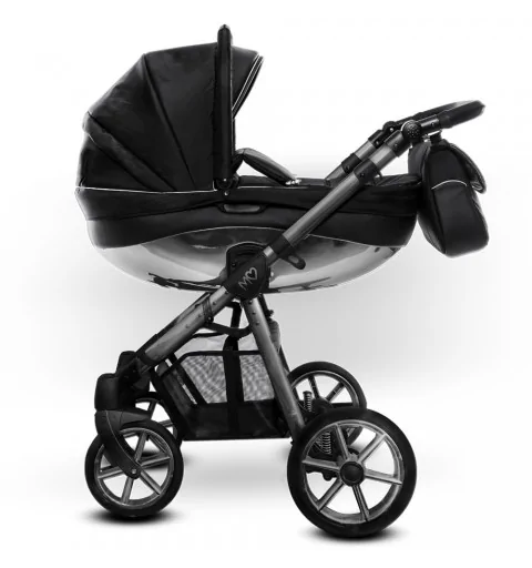 Babyactive Mommy Glossy Black - wózek wielofunkcyjny, zestaw 2w1 z opcją 3w1 i 4w1 | Space Gray mg04